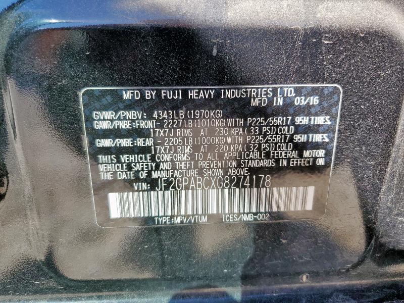 JF2GPABCXG8274178 - 2016 SUBARU CROSSTREK PREMIUM 黑色 照片 14