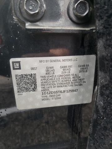 1G1ZD5ST6JF125947 - 2018 CHEVROLET MALIBU LT BLACK photo 12