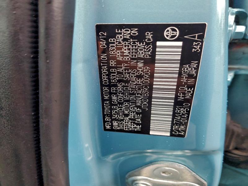 JTDKDTB39C1009039 - 2012 TOYOTA PRIUS C BLUE photo 13