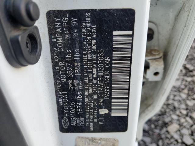 KMHCT4AE5HU203035 - 2017 HYUNDAI ACCENT SE WHITE photo 12