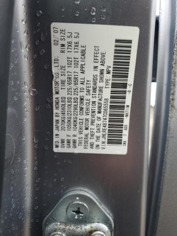 JHLRE48747C065558 - 2007 HONDA CR-V EXL SILVER photo 14