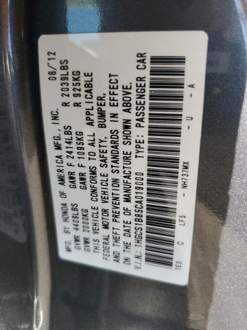1HGCS1B85CA019000 - 2012 HONDA ACCORD EXL GRAY photo 12