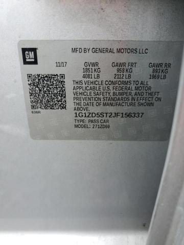 1G1ZD5ST2JF156337 - 2018 CHEVROLET MALIBU LT Argent photo 12