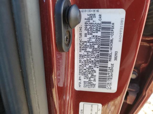 4T1BE30K42U065583 - 2002 TOYOTA CAMRY LE BURGUNDY photo 12