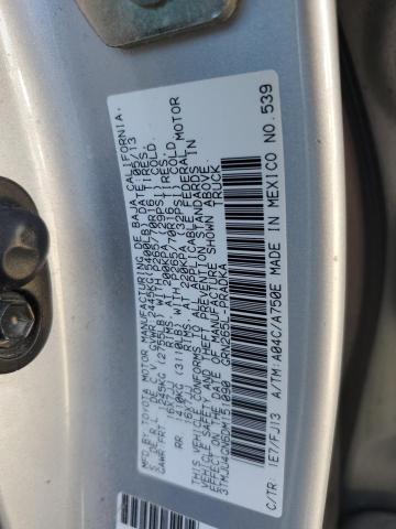 3TMJU4GN6DM151090 - 2013 TOYOTA TACOMA DOUBLE CAB PRERUNNER SILVER photo 12