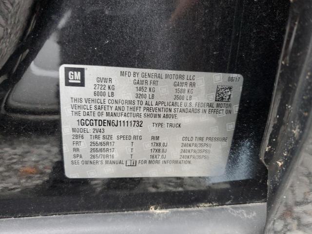 1GCGTDEN6J1111732 - 2018 CHEVROLET COLORADO Z71 BLACK photo 12