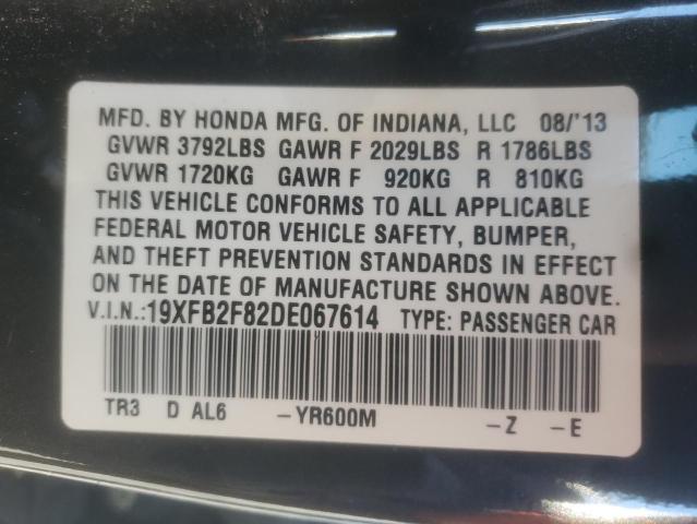 19XFB2F82DE067614 - 2013 HONDA CIVIC EX BROWN photo 12