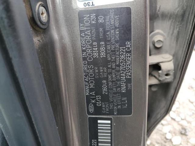 KNAFU4A27D5736221 - 2013 KIA FORTE EX BROWN photo 12