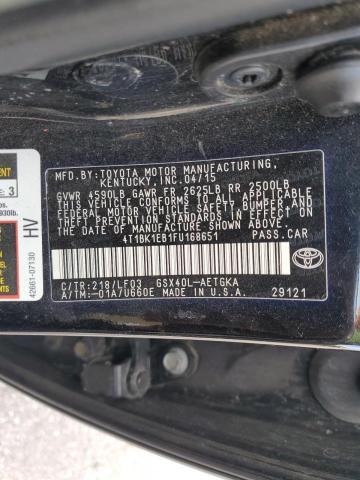 4T1BK1EB1FU168651 - 2015 TOYOTA AVALON XLE BLACK photo 13