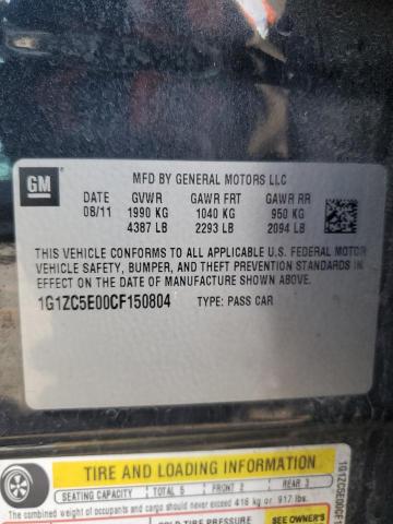 1G1ZC5E00CF150804 - 2012 CHEVROLET MALIBU 1LT BLACK photo 12