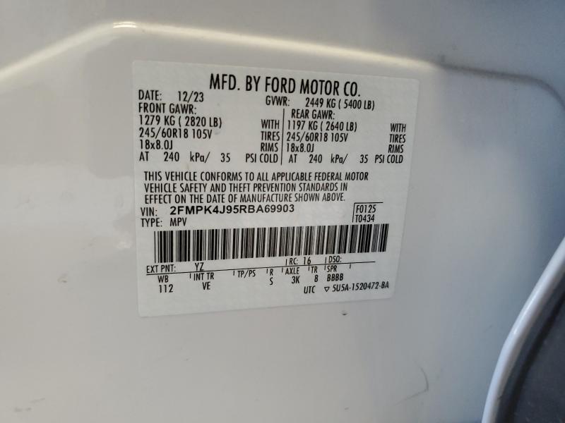 2FMPK4J95RBA69903 - 2024 FORD EDGE SEL 白色 照片 13