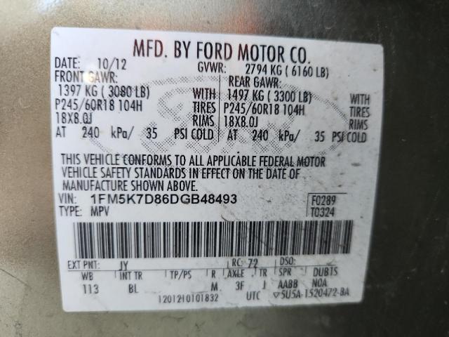 1FM5K7D86DGB48493 - 2013 FORD EXPLORER XLT GREEN photo 13