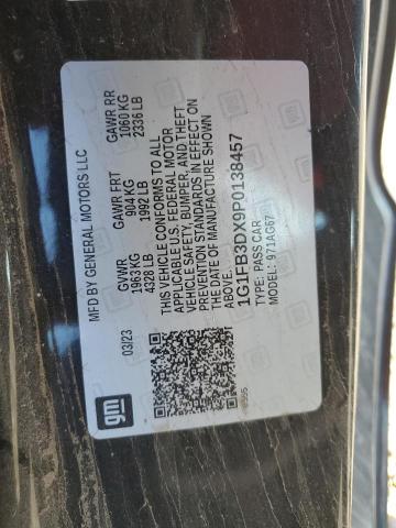 1G1FB3DX9P0138457 - 2023 CHEVROLET CAMARO LS BLACK photo 12