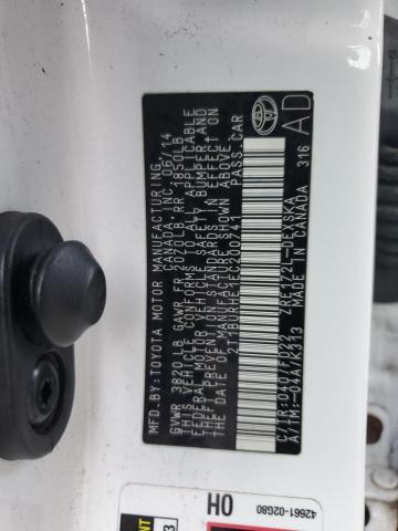 2T1BURHE1EC200741 - 2014 TOYOTA COROLLA L WHITE photo 12