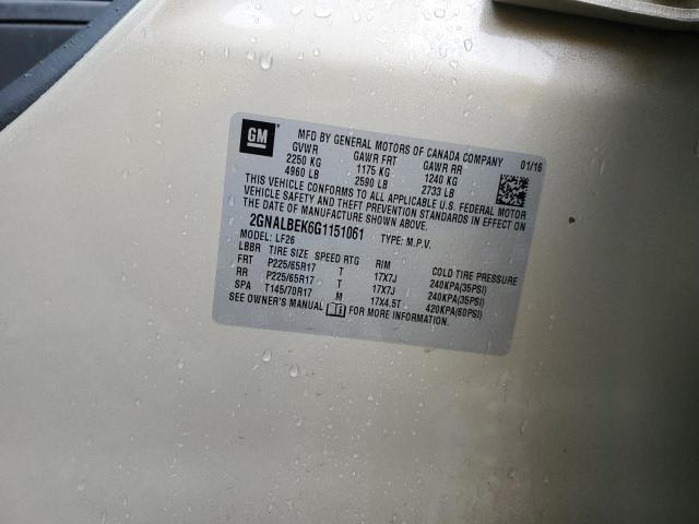 2GNALBEK6G1151061 - 2016 CHEVROLET EQUINOX LS BEIGE photo 13