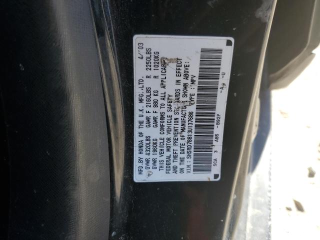 SHSRD78813U137686 - 2003 HONDA CR-V EX BLACK photo 12