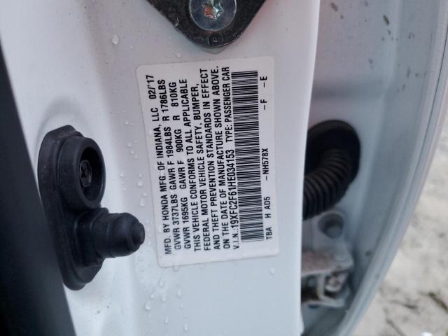 19XFC2F61HE034153 - 2017 HONDA CIVIC LX WHITE photo 13