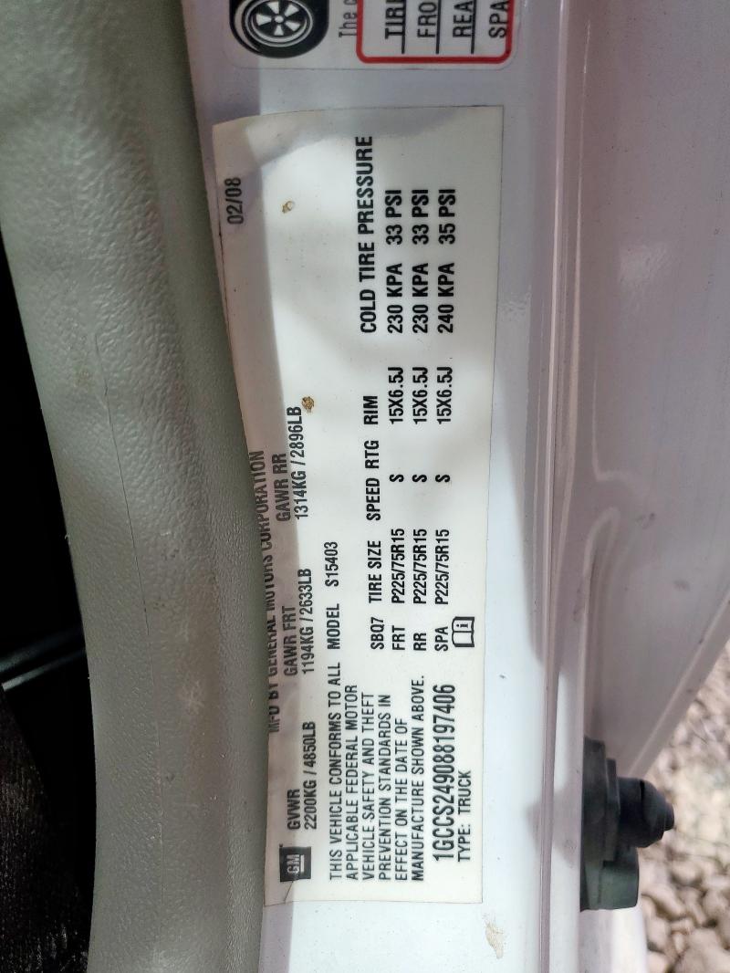 1GCCS249088197406 - 2008 CHEVROLET COLORADO LS WHITE photo 12