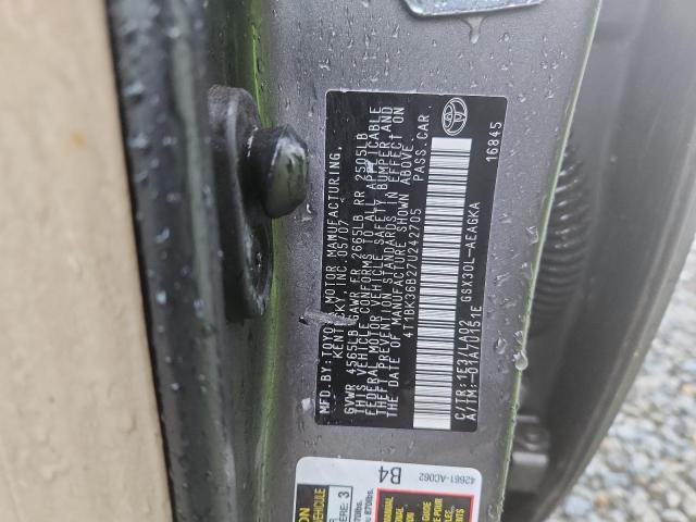 4T1BK36B27U242705 - 2007 TOYOTA AVALON XL 灰色 照片 12