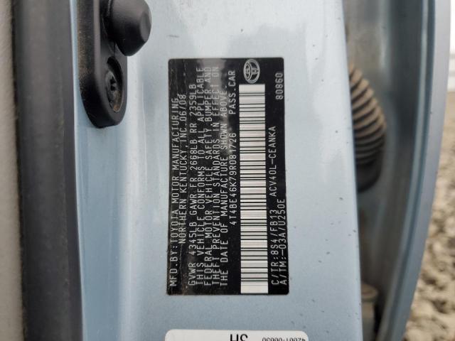 4T4BE46K79R081726 - 2009 TOYOTA CAMRY BASE BLUE photo 12