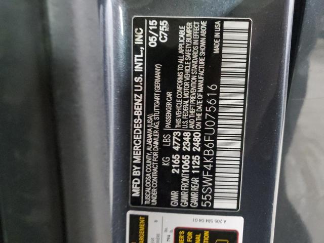 55SWF4KB6FU075616 - 2015 MERCEDES-BENZ C 300 4MATIC GRAY photo 12