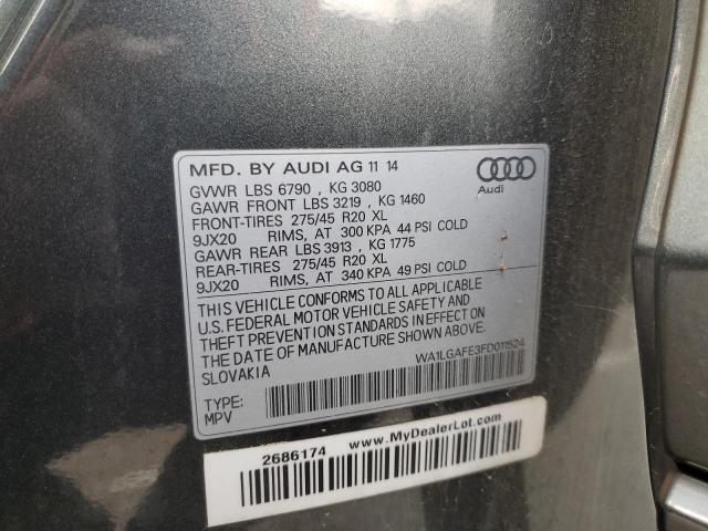 WA1LGAFE3FD011524 - 2015 AUDI Q7 PREMIUM PLUS Մոխրագույն լուսանկար 13