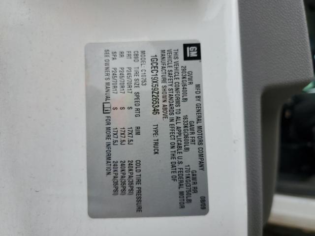 1GCEC19X59Z265346 - 2009 CHEVROLET SILVERADO C1500 თეთრი ფოტო 12