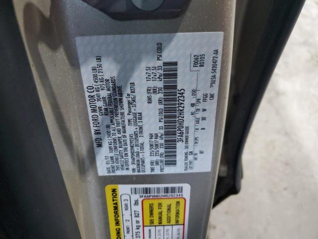 3FA6P0HD2HR292345 - 2017 FORD FUSION SE TAN photo 12