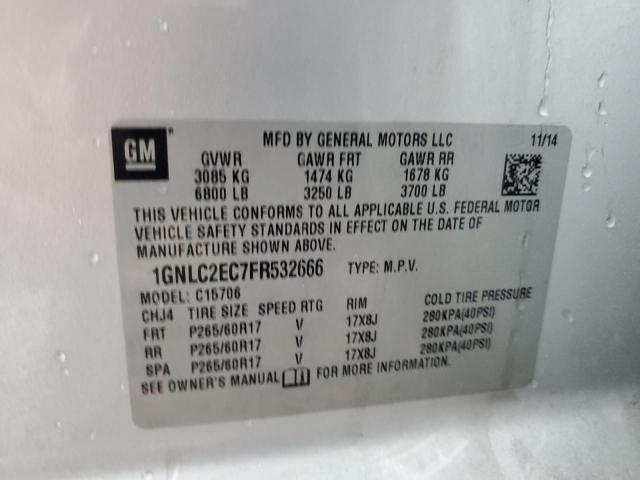 1GNLC2EC7FR532666 - 2015 CHEVROLET TAHOE POLICE ვერცხლისფერი ფოტო 13