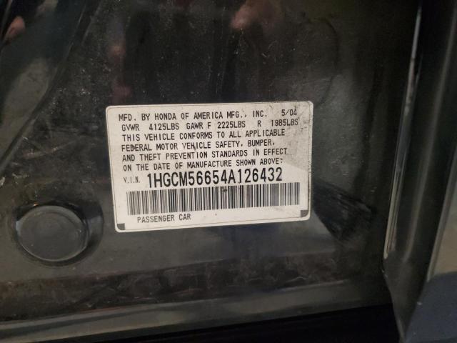 1HGCM56654A126432 - 2004 HONDA ACCORD EX BLACK photo 12