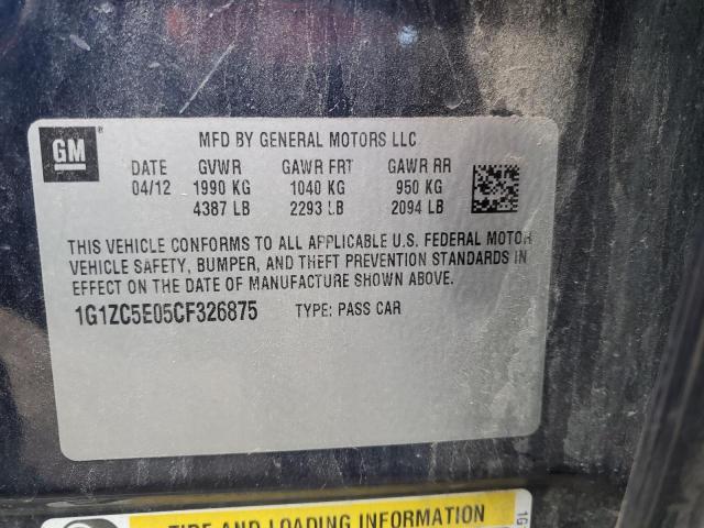 1G1ZC5E05CF326875 - 2012 CHEVROLET MALIBU 1LT ლურჯი ფოტო 12