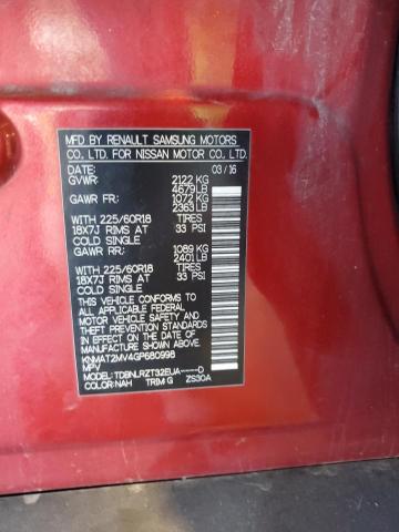 KNMAT2MV4GP680998 - 2016 NISSAN ROGUE S RED photo 13