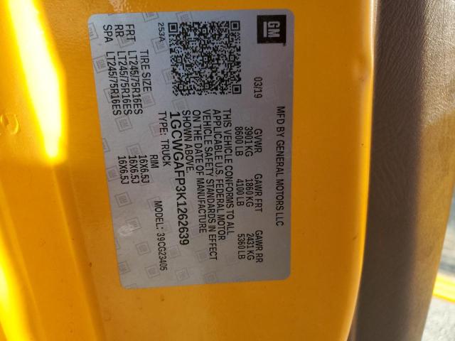 1GCWGAFP3K1262639 - 2019 CHEVROLET EXPRESS G2 黄色 照片 13