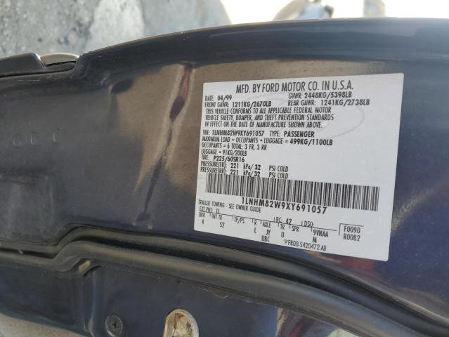 1LNHM82W9XY691057 - 1999 LINCOLN TOWN CAR SIGNATURE Синій фото 12