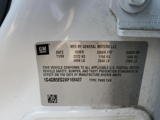 1G4GB5EG2AF168437 - 2010 BUICK LACROSSE CX Blanco foto 13