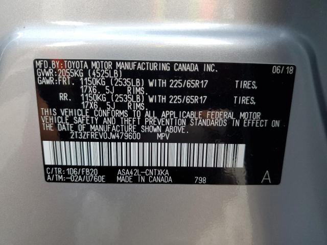 2T3ZFREV0JW479600 - 2018 TOYOTA RAV4 LE 银色 照片 13