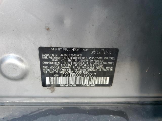 JF2SHBBC0BH728217 - 2011 SUBARU FORESTER 2.5X ვერცხლისფერი ფოტო 13