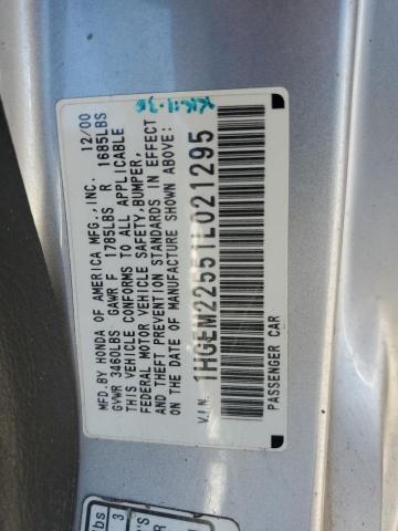 1HGEM22551L021295 - 2001 HONDA CIVIC LX رمادي صورة 12