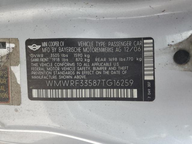 WMWRF33587TG16259 - 2007 MINI COOPER SILVER photo 23