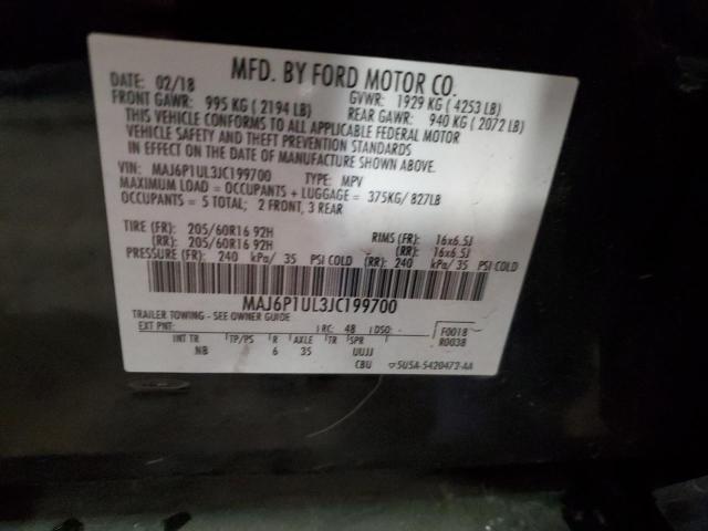 MAJ6P1UL3JC199700 - 2018 FORD ECOSPORT SE BLACK photo 13