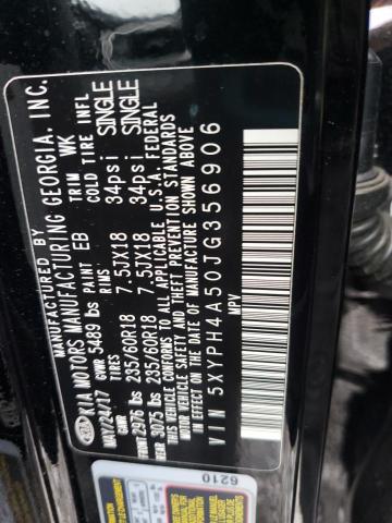 5XYPH4A50JG356906 - 2018 KIA SORENTO EX BLACK photo 13