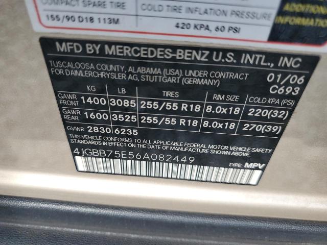 4JGBB75E56A082449 - 2006 MERCEDES-BENZ ML 500 GOLD photo 13