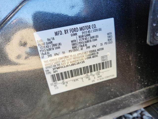 2FMPK3J91JBC38135 - 2018 FORD EDGE SEL CHARCOAL photo 14