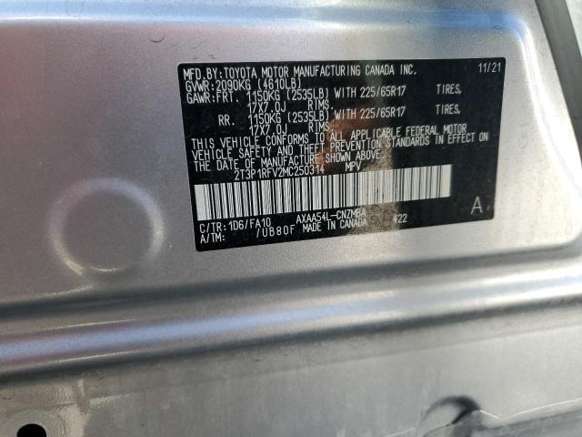 2T3P1RFV2MC250314 - 2021 TOYOTA RAV4 XLE 银色 照片 13