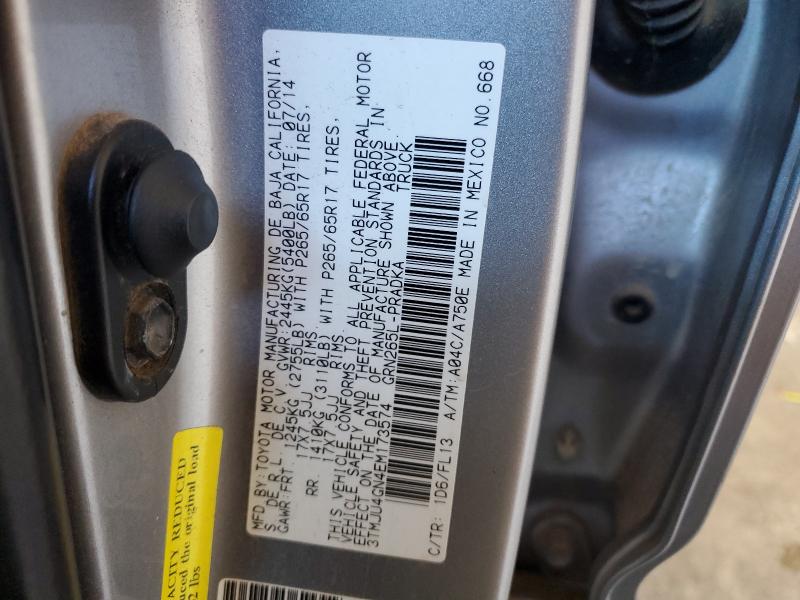 3TMJU4GN4EM173574 - 2014 TOYOTA TACOMA DOUBLE CAB PRERUNNER SILVER photo 12