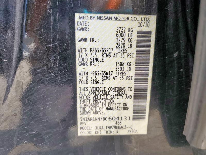 5N1AR1NN7BC604131 - 2011 NISSAN PATHFINDER S BLACK photo 13