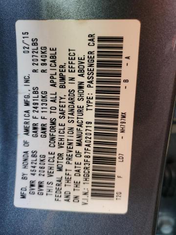 1HGCR3F87FA020719 - 2015 HONDA ACCORD EXL GRAY photo 12