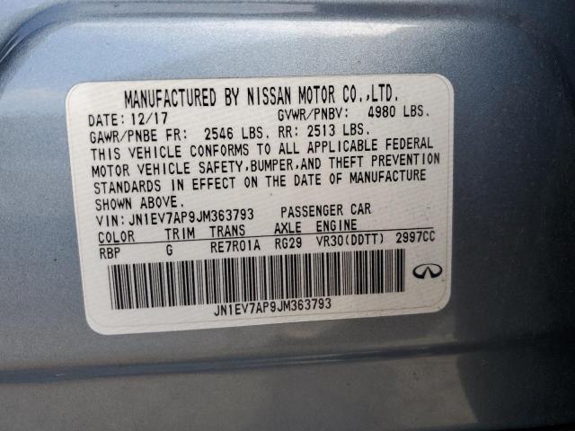 JN1EV7AP9JM363793 - 2018 INFINITI Q50 LUXE BLUE photo 12