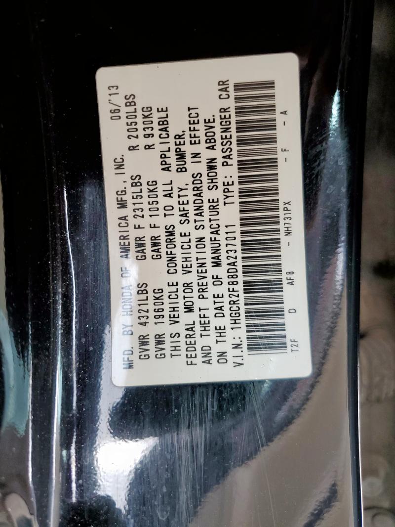 1HGCR2F88DA237011 - 2013 HONDA ACCORD EXL BLACK photo 12