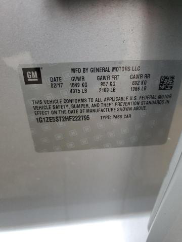 1G1ZE5ST2HF222795 - 2017 CHEVROLET MALIBU LT SILVER photo 12